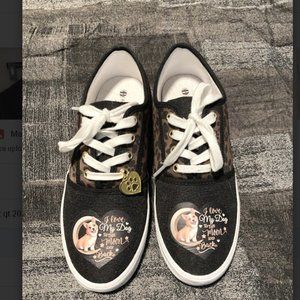Bradford Exchange Black/White Canvas Sneakers  - Corgi